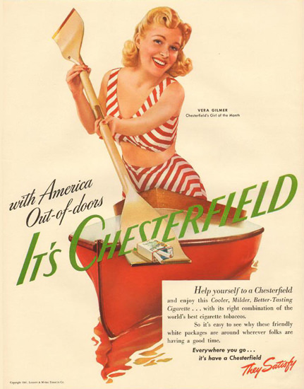 Chesterfield Cigarettes Pin Up Girl Mad Men Art