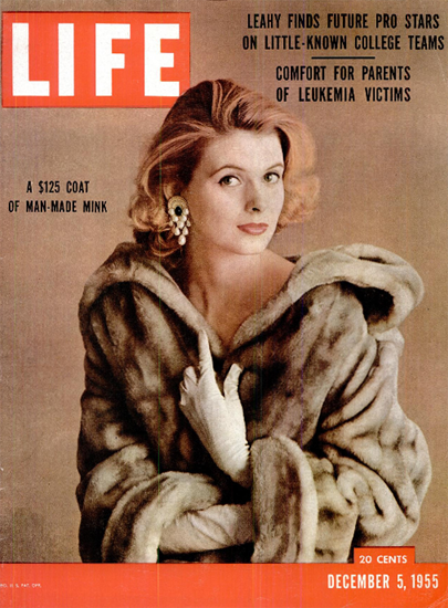 125 Dollar Coat of man-made Mink 5 Dec 1955 Copyright Life Magazine | Life Magazine Color Photo Covers 1937-1970