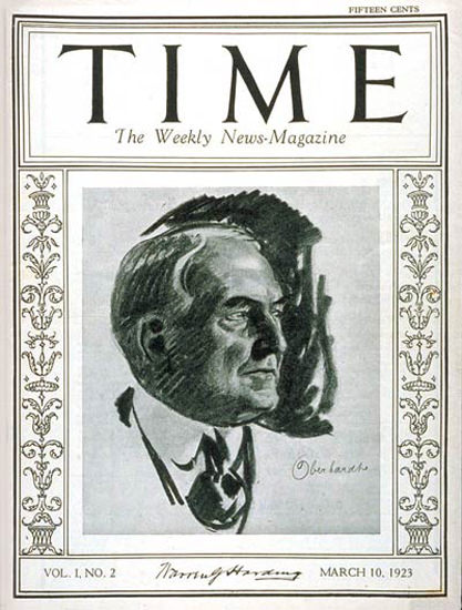 1923-03 Warren G Harding Copyright Time Magazine | Time Magazine Covers 1923-1970