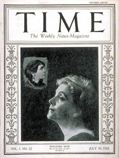 1923-07 Eleanora Duse Copyright Time Magazine | Time Magazine Covers 1923-1970