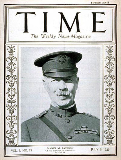 1923-07 Major General Patrick Copyright Time Magazine | Time Magazine Covers 1923-1970