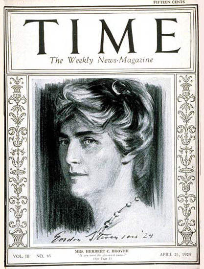 1924-04 Mrs Herbert Hoover Copyright Time Magazine | Time Magazine Covers 1923-1970