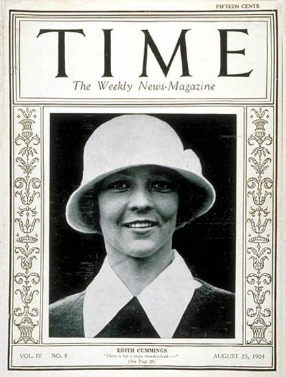 1924-08 Edith Cummings Copyright Time Magazine | Time Magazine Covers 1923-1970