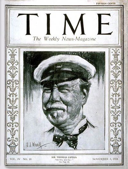 1924-11 Sir Thomas Lipton Copyright Time Magazine | Time Magazine Covers 1923-1970