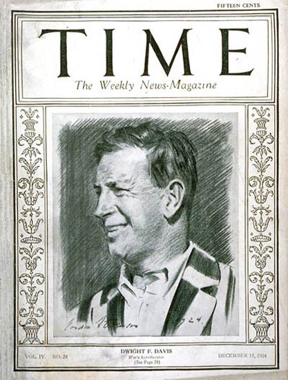 1924-12 Dwight F Davis Copyright Time Magazine | Time Magazine Covers 1923-1970