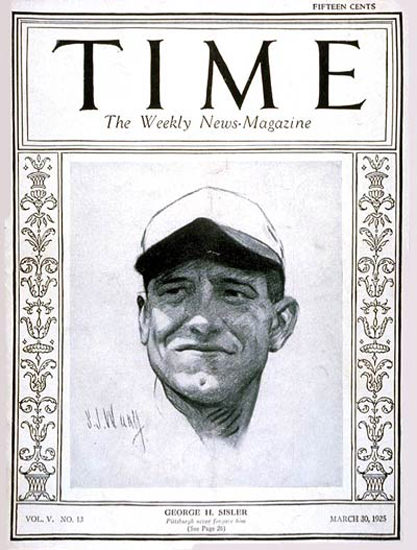 1925-03 George H Sisler Copyright Time Magazine | Time Magazine Covers 1923-1970