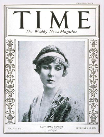 1926-02 Lady Diana Copyright Time Magazine | Time Magazine Covers 1923-1970