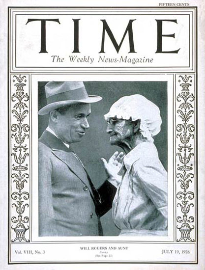 1926-07 Will Rogers Copyright Time Magazine | Time Magazine Covers 1923-1970