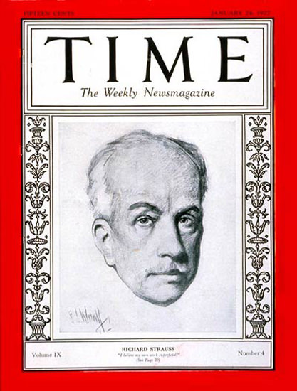 1927-01 Richard Strauss Copyright Time Magazine | Time Magazine Covers 1923-1970