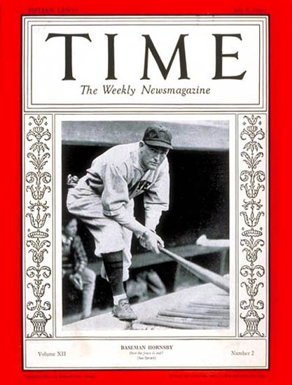 1928-07 Rogers Hornsby Baseball Copyright Time Magazine | Time Magazine Covers 1923-1970