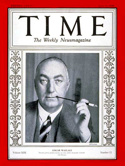 1929-04 Edgar Wallace Copyright Time Magazine | Time Magazine Covers 1923-1970