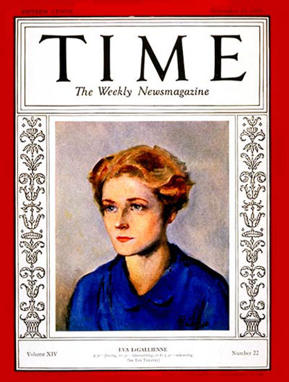 1929-11 Eva LeGallienne Copyright Time Magazine | Time Magazine Covers 1923-1970