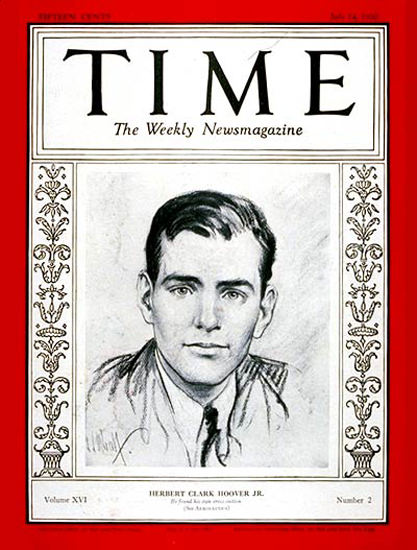 1930-07 Herbert Hoover Jr Copyright Time Magazine | Time Magazine Covers 1923-1970