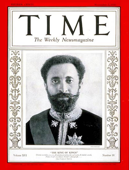 1930-11 Haile Selassie Copyright Time Magazine | Time Magazine Covers 1923-1970