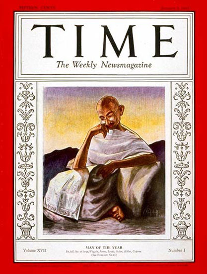 1931-01 Mahatma Gandhi Copyright Time Magazine | Time Magazine Covers 1923-1970