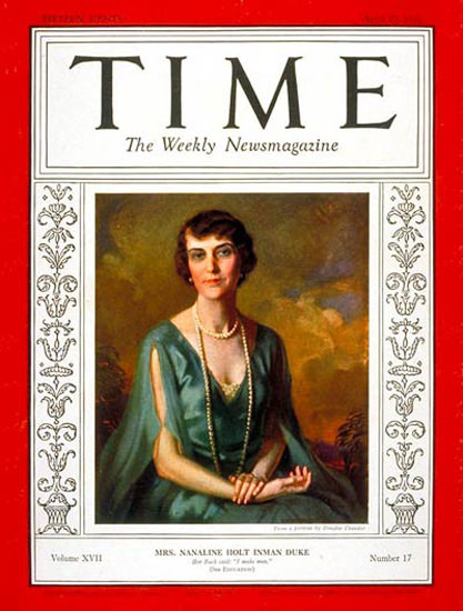 1931-04 Mrs Nanaline Duke Copyright Time Magazine | Time Magazine Covers 1923-1970