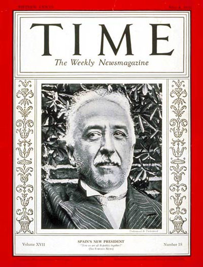 1931-05 President Alcala Zamora Copyright Time Magazine | Time Magazine Covers 1923-1970