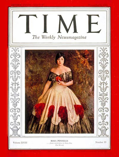 1931-11 Rosa Ponselle Copyright Time Magazine | Time Magazine Covers 1923-1970