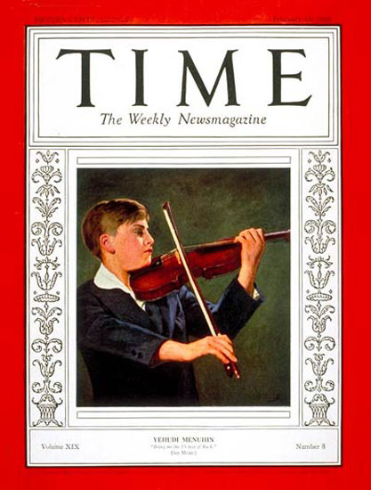 1932-02 Yehudi Menuhin Copyright Time Magazine | Time Magazine Covers 1923-1970