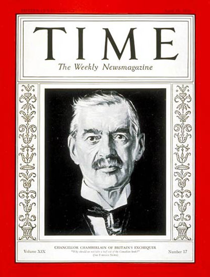 1932-04 Neville Chamberlain Copyright Time Magazine | Time Magazine Covers 1923-1970