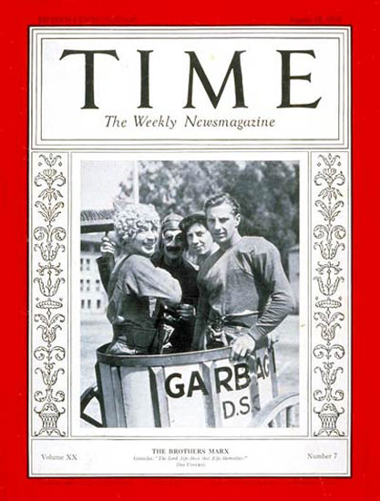 1932-08 Groucho Harpo Chico Zeppo Marx Copyright Time Magazine | Time Magazine Covers 1923-1970