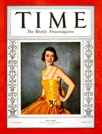 1932-10 Lily Pons Copyright Time Magazine | Time Magazine Covers 1923-1970