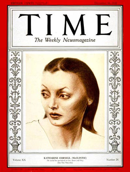 1932-12 Katharine Cornell Copyright Time Magazine | Time Magazine Covers 1923-1970