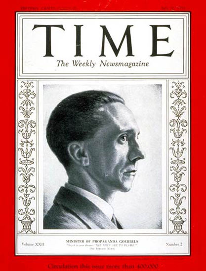 1933-07 Joseph Goebbels Copyright Time Magazine | Time Magazine Covers 1923-1970