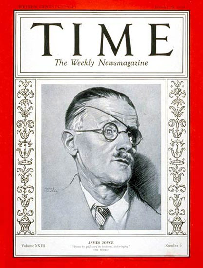 1934-01 James Joyce Copyright Time Magazine | Time Magazine Covers 1923-1970