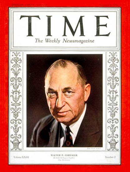 1934-01 Walter P Chrysler Copyright Time Magazine | Time Magazine Covers 1923-1970