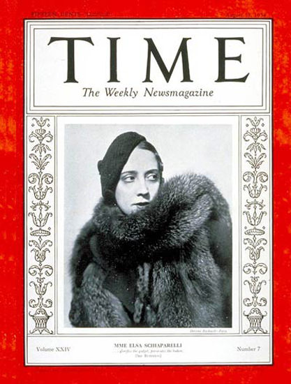 1934-08 Elsa Schiaparelli Copyright Time Magazine | Time Magazine Covers 1923-1970