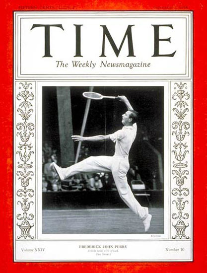 1934-09 Frederick J Perry Tennis Copyright Time Magazine | Time Magazine Covers 1923-1970