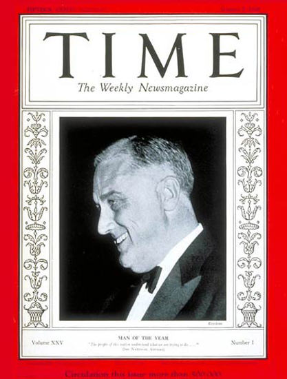 1935-01 Franklin D Roosevelt Copyright Time Magazine | Time Magazine Covers 1923-1970