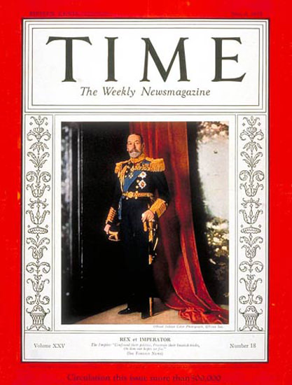 1935-05 King George V Copyright Time Magazine | Time Magazine Covers 1923-1970