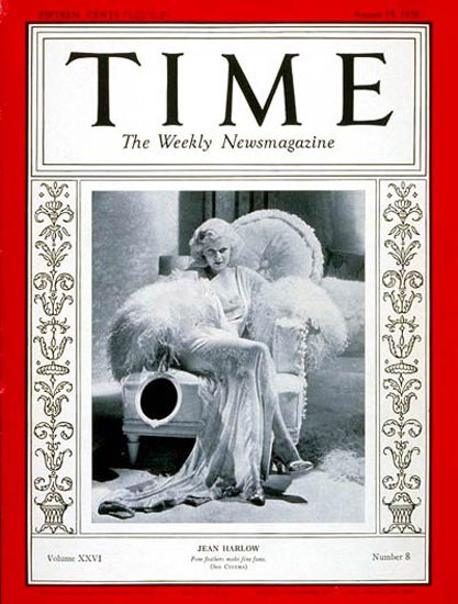 1935-08 Jean Harlow Copyright Time Magazine | Time Magazine Covers 1923-1970