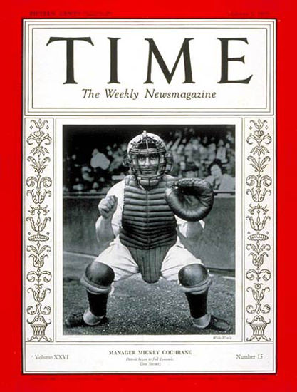 1935-10 Mickey Cochrane Baseball Copyright Time Magazine | Time Magazine Covers 1923-1970