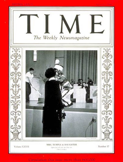 1936-04 Shirley Temple Copyright Time Magazine | Time Magazine Covers 1923-1970