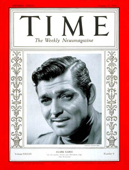 1936-08 Clark Gable Copyright Time Magazine | Time Magazine Covers 1923-1970