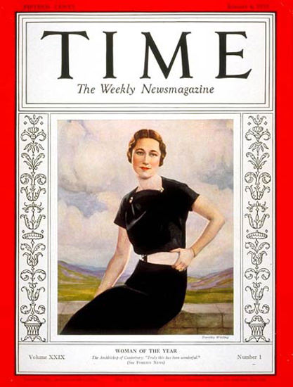 1937-01 Wallis Warfield Simpson Copyright Time Magazine | Time Magazine Covers 1923-1970