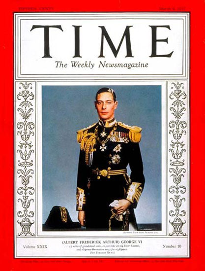 1937-03 King George VI Copyright Time Magazine | Time Magazine Covers 1923-1970