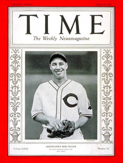 1937-04 Bob Feller Baseball Copyright Time Magazine | Time Magazine Covers 1923-1970