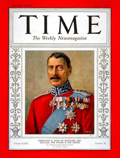 1937-05 King Christian X Copyright Time Magazine | Time Magazine Covers 1923-1970