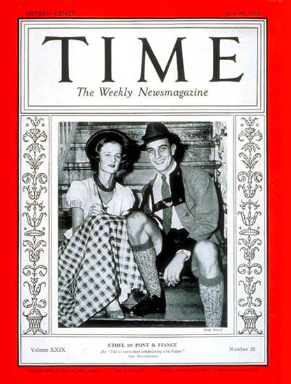 1937-06 Ethel Du Pont Franklin Roosevelt Jr Copyright Time Magazine | Time Magazine Covers 1923-1970