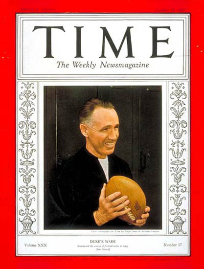 1937-10 Wallace Wade Football Copyright Time Magazine | Time Magazine Covers 1923-1970