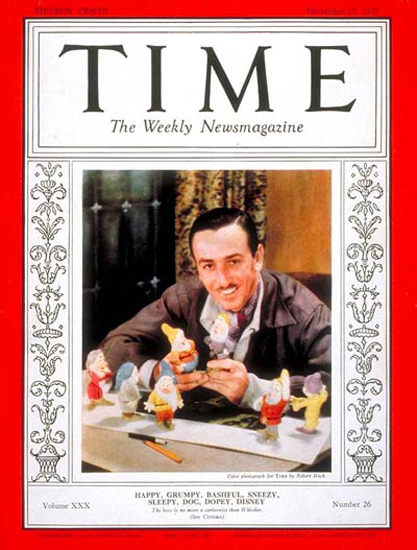 1937-12 Walt Disney Copyright Time Magazine | Time Magazine Covers 1923-1970