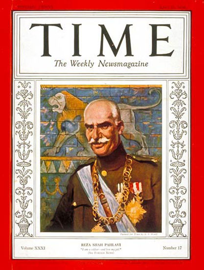 1938-04 Reza Shah Pahlavi Copyright Time Magazine | Time Magazine Covers 1923-1970