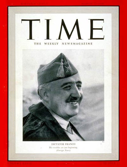 1939-03 Francisco Franco Copyright Time Magazine | Time Magazine Covers 1923-1970