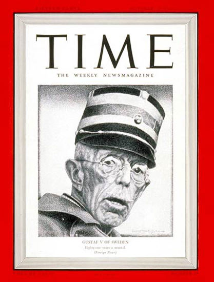 1939-10 King Gustaf V Copyright Time Magazine | Time Magazine Covers 1923-1970