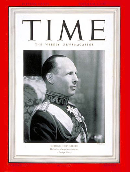 1940-11 King George II Copyright Time Magazine | Time Magazine Covers 1923-1970