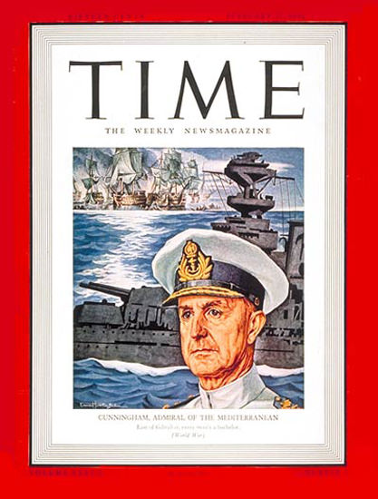 1941-02 Sir Andrew Cunningham Copyright Time Magazine | Time Magazine Covers 1923-1970